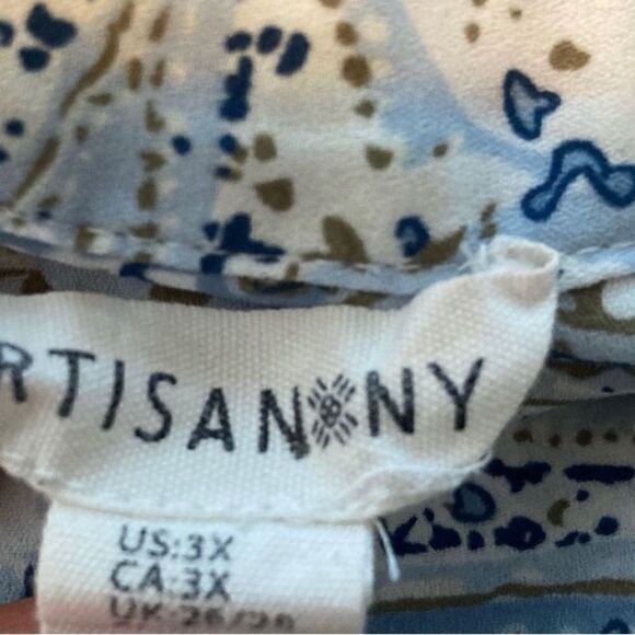 Artisan NY Blue Paisley Summer Tunic Top 3X - Picture 3 of 6